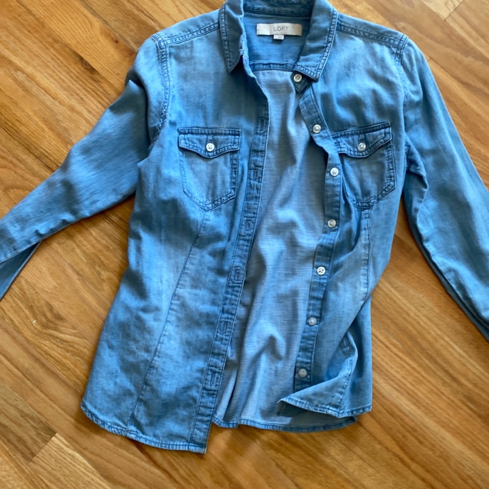 Denim long sleeve button up